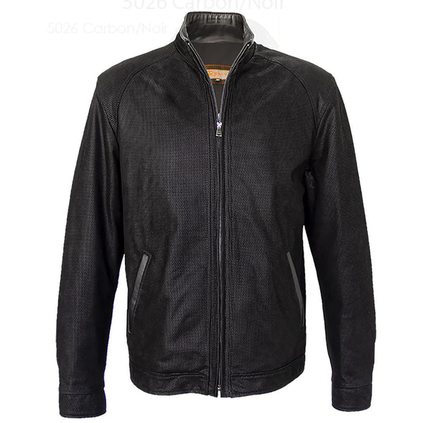 5026 - Mens Embossed Nubuck Leather in Carbon/Noir