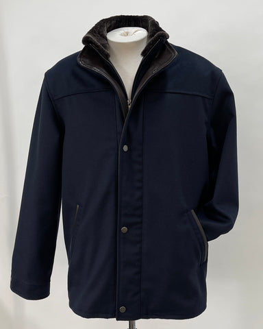 6071 - Men's Double Collar Wool Coat | Marine/Rustic
