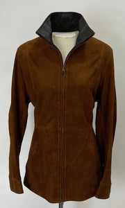 7060 - Ladies Leather Zip Coat | Safari/Cognac