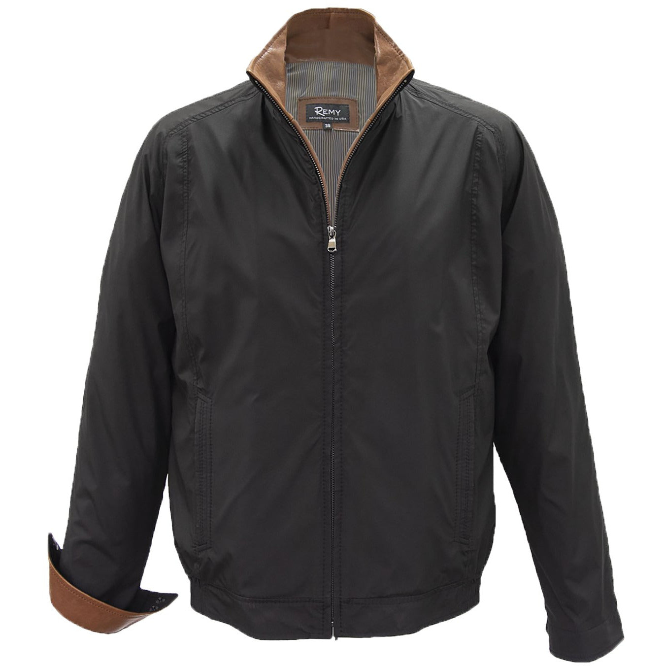 1792 - Mens Microfiber Single Collar Jacket in Ink/Timber