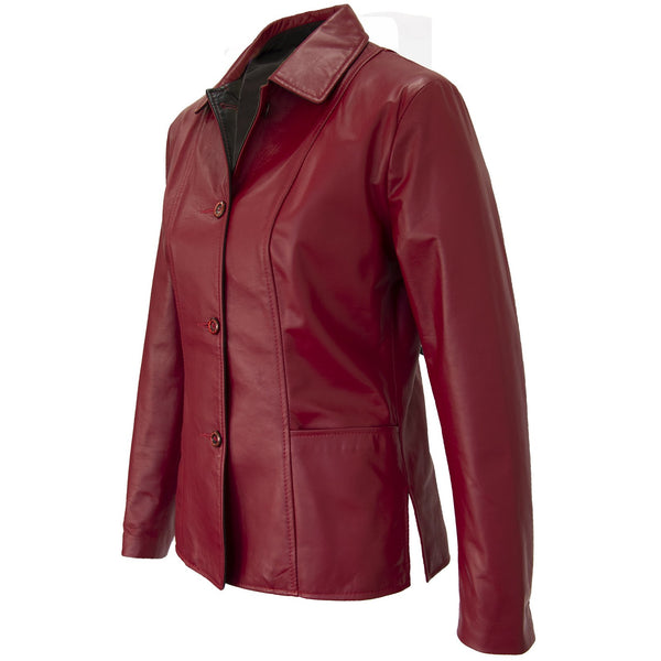 2033 - Ladies Button  Jacket in Scarlett/Noir