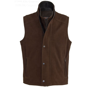 2288 - Mens Leather Double Collar Vest in Elk/Cognac