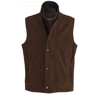 2288 - Mens Leather Double Collar Vest in Elk/Cognac
