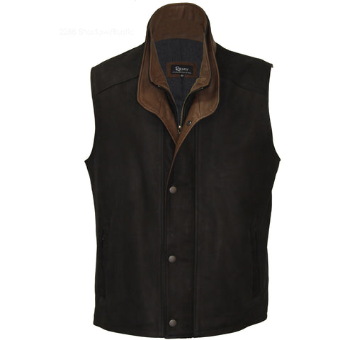 2288 - Mens Leather Double Collar Vest in Shadow/Rustic