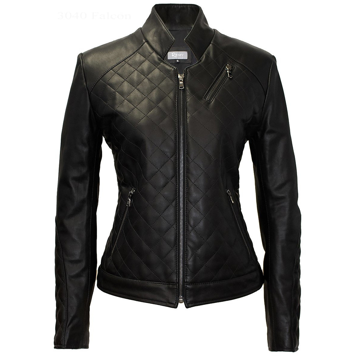 3040 - Ladies Leather Moto Jacket in Noir
