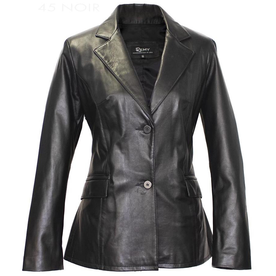 3045 - Ladies Leather Blazer in Noir