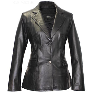3045 - Ladies Leather Blazer in Noir