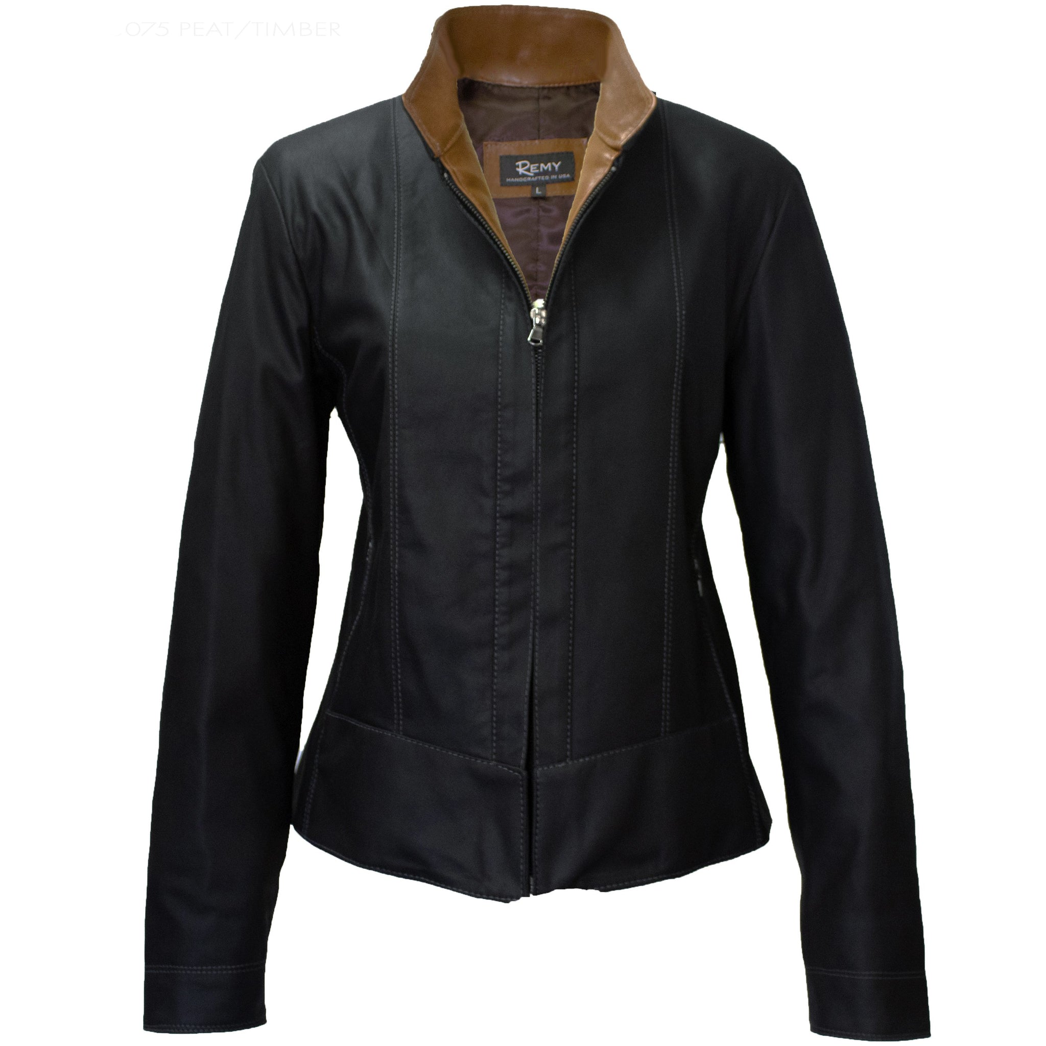 3075 - Ladies Leather Jacket in Peat/Timber