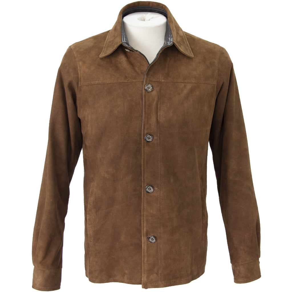 5012 - Mens Leather Shirt Jacket in Safari/Cognac – Remy Leather