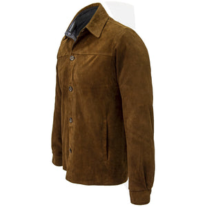 5012 - Mens Leather Shirt Jacket in Safari/Cognac
