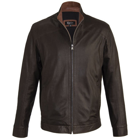 5059 - Mens Classic Style Leather Jacket in Chocolate/Timber