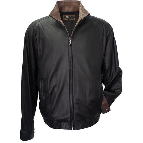 6040 - Mens Single Collar Leather Bomber Jacket in Peat/Rustic