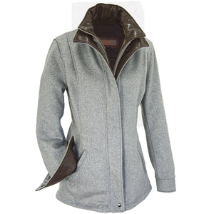 7059 - Ladies Double Collar Wool Cashmere Blend Coat in Glacier/Rustic