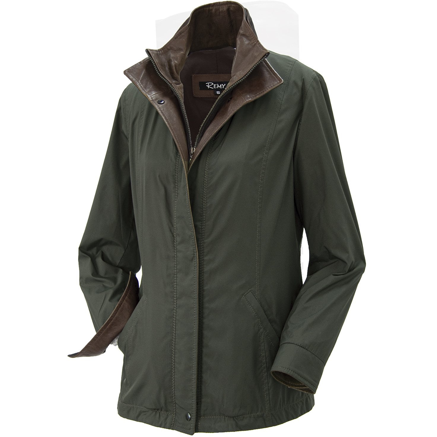 7059 - Ladies Double Collar Microfiber Coat in Tundra/Rustic