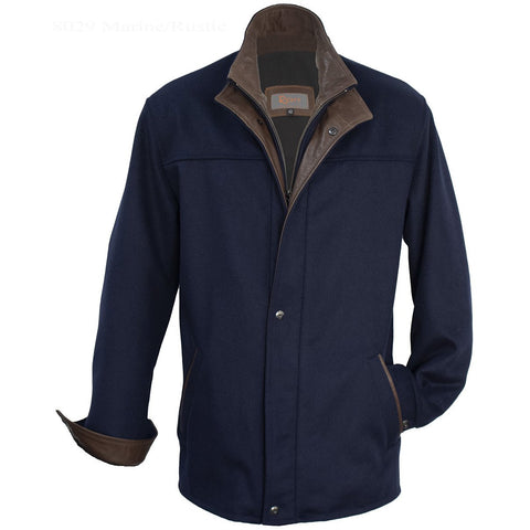 8029 - Mens Wool Cashmere 3/4 Length Coat in Marine/Rustic