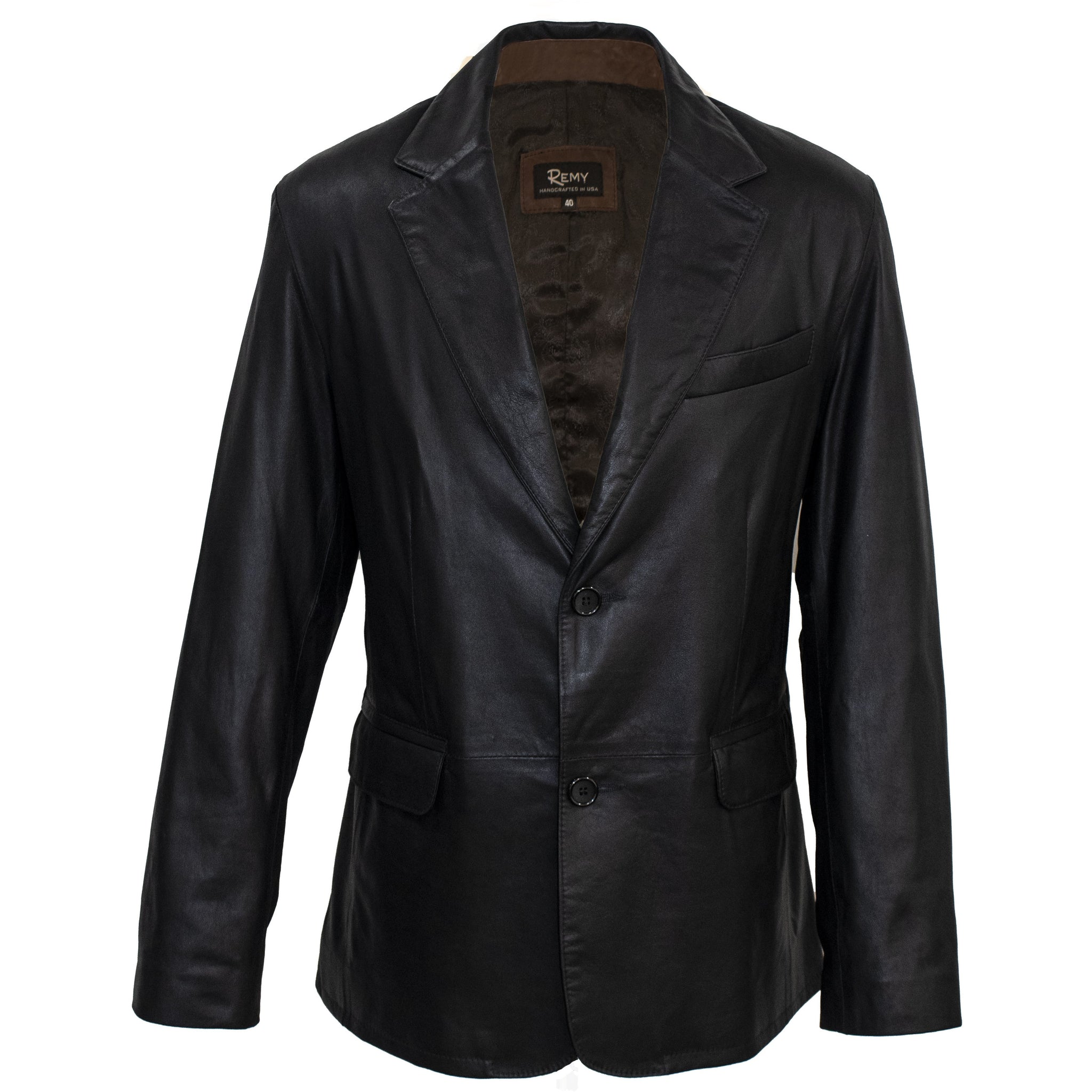 8030 -  Mens Leather Two Button Blazer in Peat/Rustic