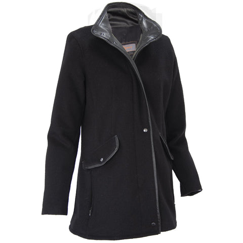 9088 - Ladies Wool Cashmere Coat in Onyx/Noir